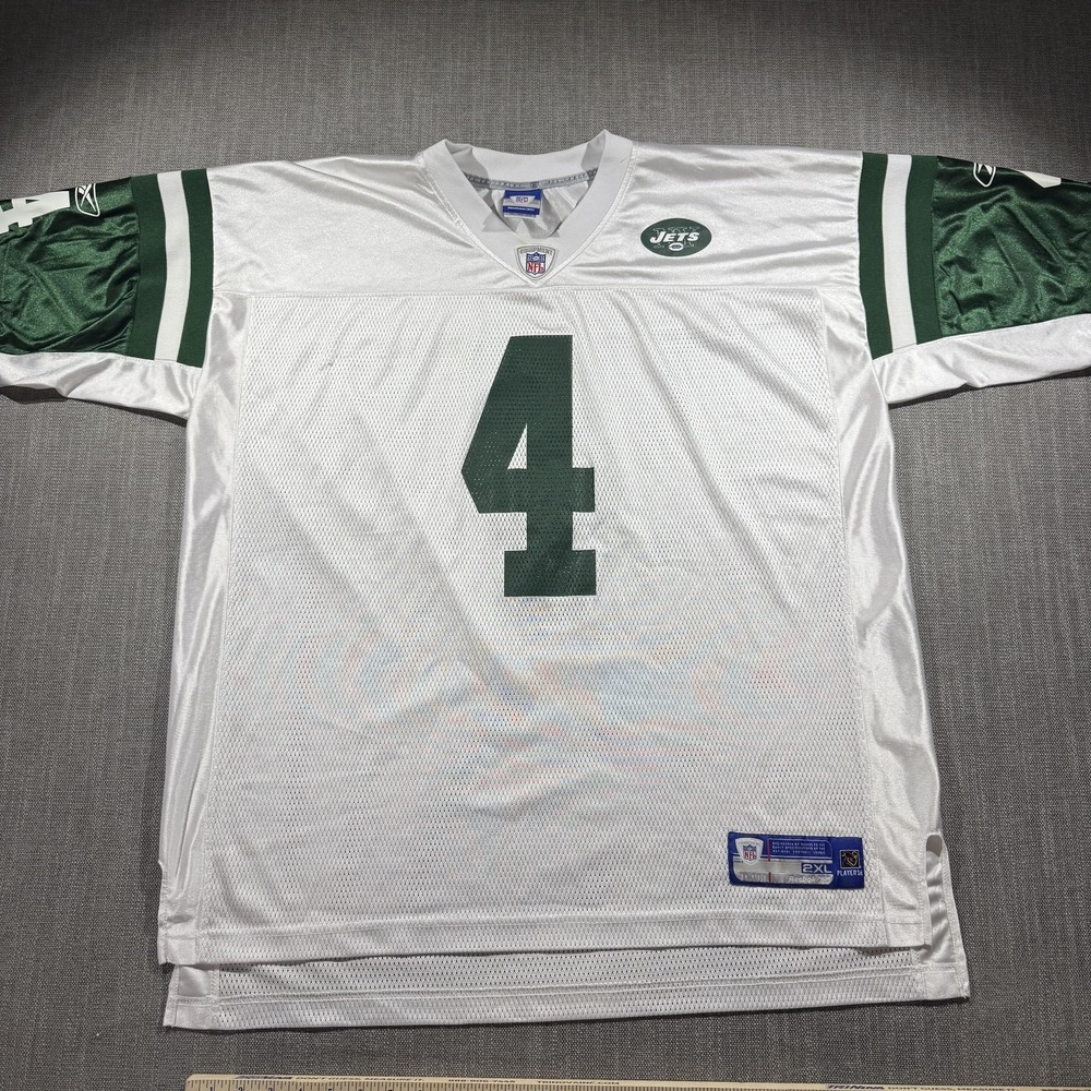 New York Jets Football Jersey Mens 2XL White NFL Brett Favre 4 Reebok Equipment